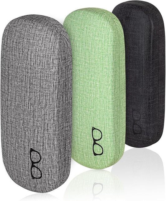 RayLove 3-Pack Hard Shell Eyeglasses Case Large Reading Glasses Hard Case