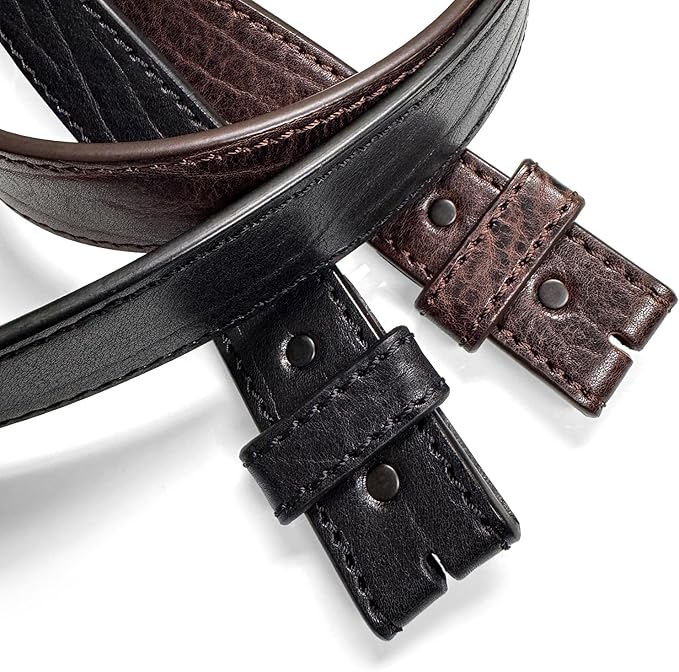 100% One-Piece Full Grain Leather Belt Straps with No Slot Hole/Slot Hole/Heavy-Duty, Multi Options 1-1/2" (38mm) Wide