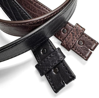 100% One-Piece Full Grain Leather Belt Straps with No Slot Hole/Slot Hole/Heavy-Duty, Multi Options 1-1/2" (38mm) Wide