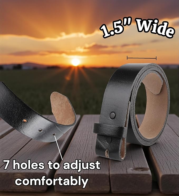 F&L CLASSIC Belt for buckle men Snap on Strap Full Grain One Piece Leather no buckle,1 1/2" Wide, USA