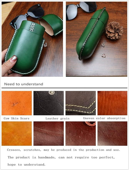 Leather Glasses Case Cowhide Vintage Men And Women Nearsighted Glasses Sunglasses Travel Anti-Crush Storage Box