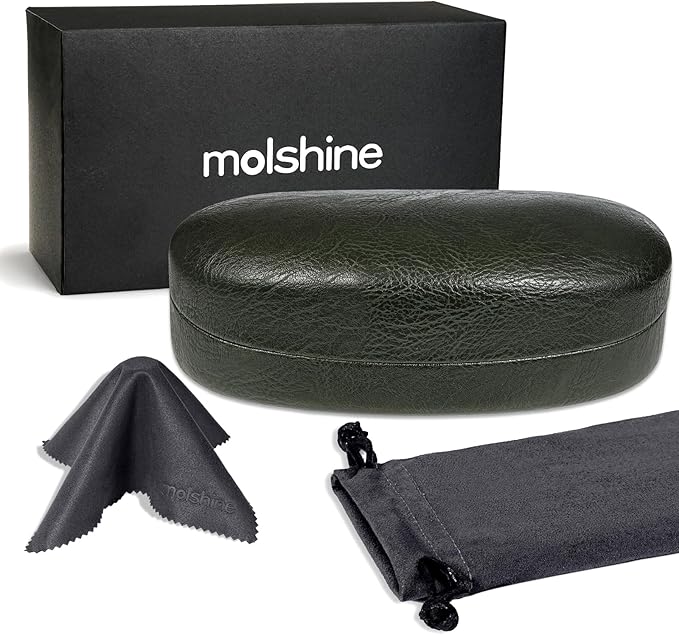 molshine Hard Shell Sunglasses Case,Classic Large Glasses Case for Sunglass, Eyeglasses with Cleaning Cloth, Pocket