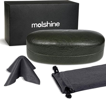 molshine Hard Shell Sunglasses Case,Classic Large Glasses Case for Sunglass, Eyeglasses with Cleaning Cloth, Pocket