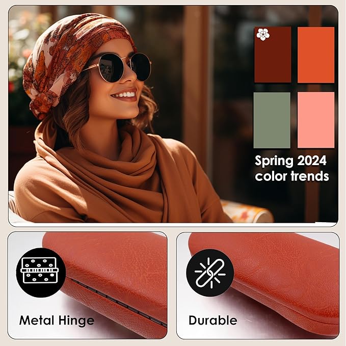 MyEyeglassCase Hard Shell Glasses case, Medium Eyeglasses Holder, Easy Open Lip for Men Women, Portable Sleeve Pouch & Cloth