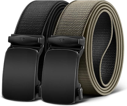 BULLIANT Men Belt-Reversible Ratchet Belt Stretchable for Gift Men Work Casual Golf 1 3/8"-Cut For Fit -2 In 1Belt