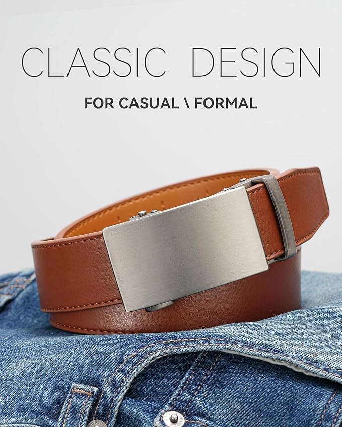 MILORDE Men's Leather Ratchet Belt - 35mm - Customizable Fit