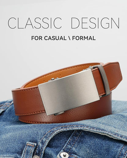 MILORDE Men's Leather Ratchet Belt - 35mm - Customizable Fit