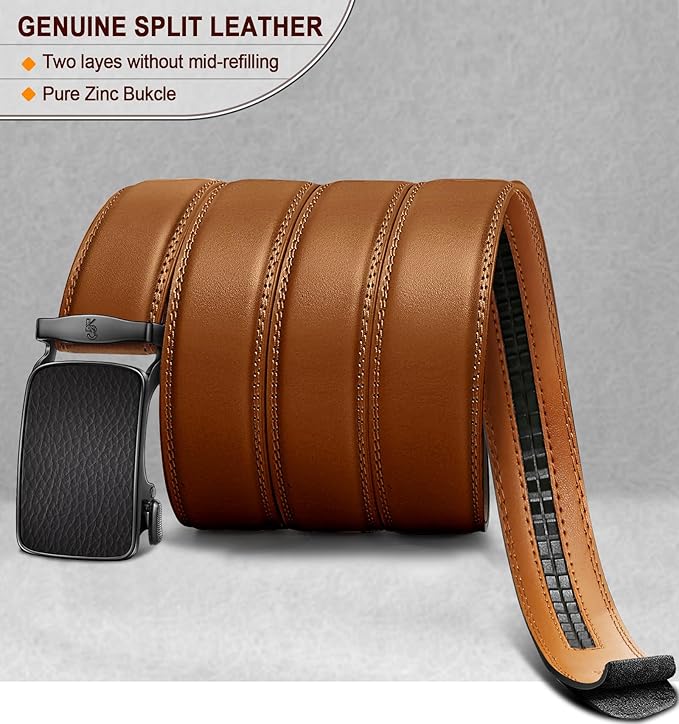BULLIANT Men's Ratchet Belt Nontrimmable-Click Belt Adjustable for Men Gift Lightweight 1 3/8"