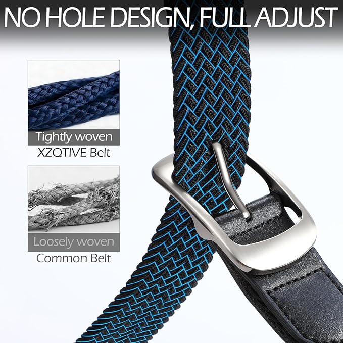 XZQTIVE Braided Belt Stretch Belt for Men and Women Multicolored Woven Golf Belt Elastic Jean Belts