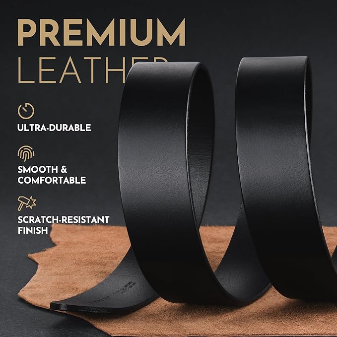 Buffway Men's Leather Belt,1.5" Handmade Top-Grain Leather–Durable,Comfortable,Suitable for Everyday Formal & Casual Wear