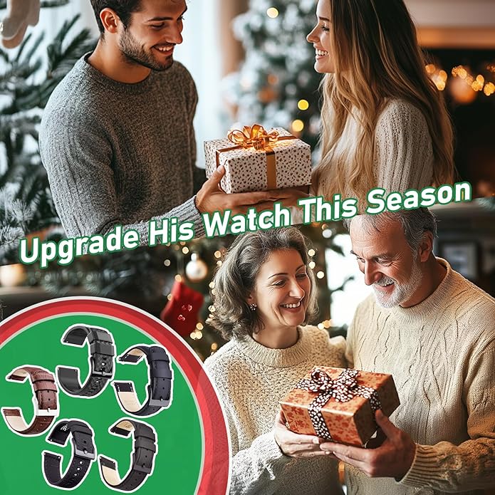 Ritche Christmas Gift Quick Release Leather Watch Bands Genuine Watch Straps for Men Women Top Grain Leather Watch Strap, White Elephant Gifts, Stocking Stuffers for Men, Father's Day gifts