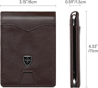 Mens for Wallet Leather Bifold Credit Card Holder, RFID Blocking Front Pockets Minimalist Men Wallets