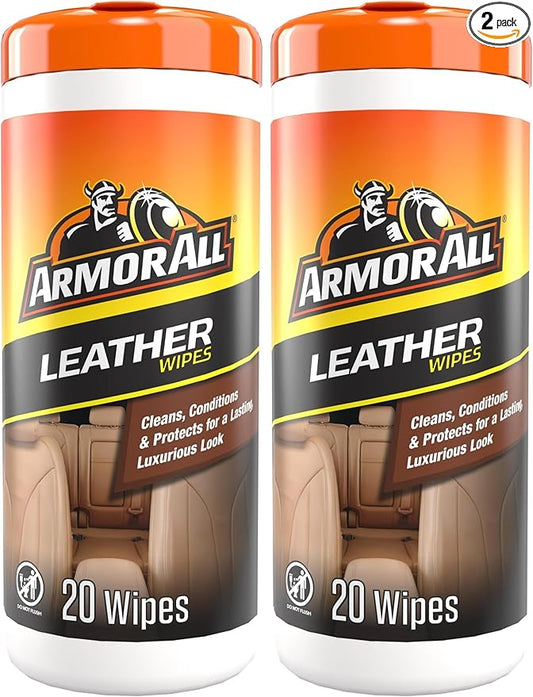 Armor All Interior Cleaner Wipes | For Leather | 20 Count | Pack of 2 | For Vehicles