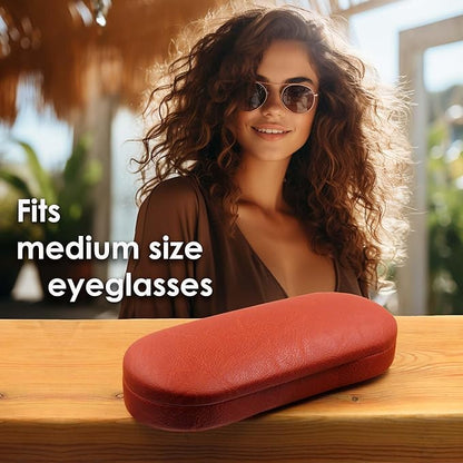 MyEyeglassCase Hard Shell Glasses case, Medium Eyeglasses Holder, Easy Open Lip for Men Women, Portable Sleeve Pouch & Cloth