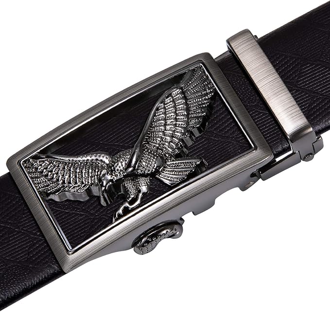 Dubulle Designer Mens Belts, Sliding Automatic Buckle Ratchet Dress Belt TOP Genuine Leather Strap Gifts