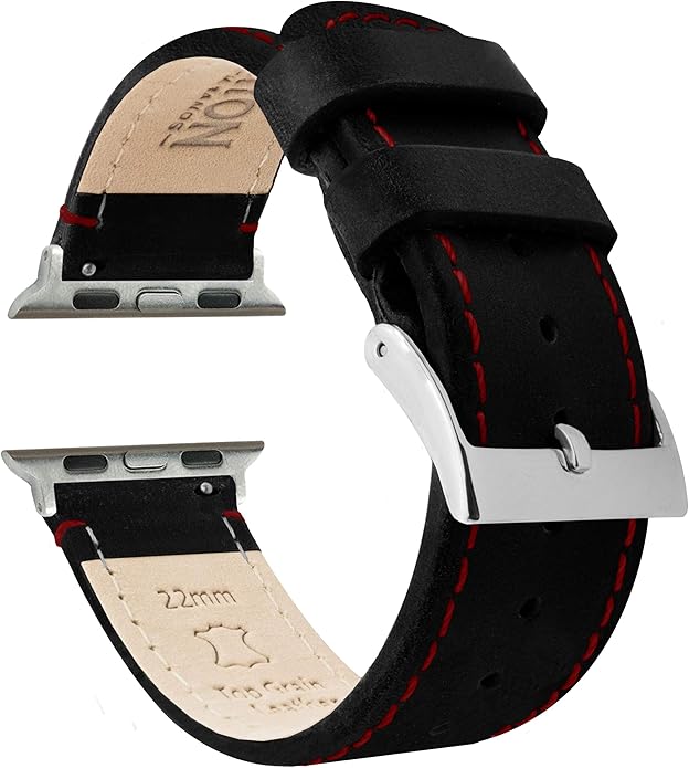 BARTON WATCH BANDS - Top Grain Leather Watch Bands Compatible with Apple Watch Models - 1, 2, 3, 4, 5, 6, 7, 8, 9, 10, SE, Ultra & Ultra 2