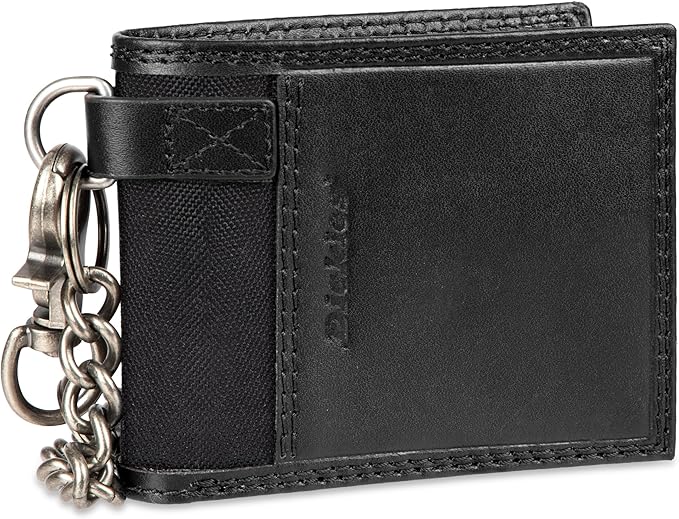Dickies Men's RFID Everyday Leather Bifold Chain Wallet Black