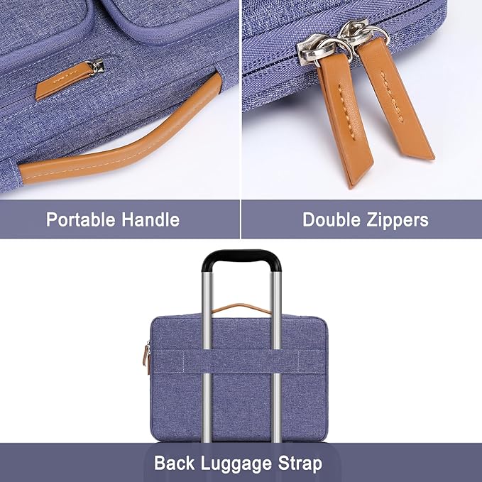 MOSISO 360 Protective Laptop Case 14 inch, 14 inch Laptop Sleeve Compatible with HP Lenovo Dell ASUS Acer, HP, Dell Latitude, Lenovo, Side Open Carrying Case with 4 Zipper Pockets&Handle,Purple Orchid