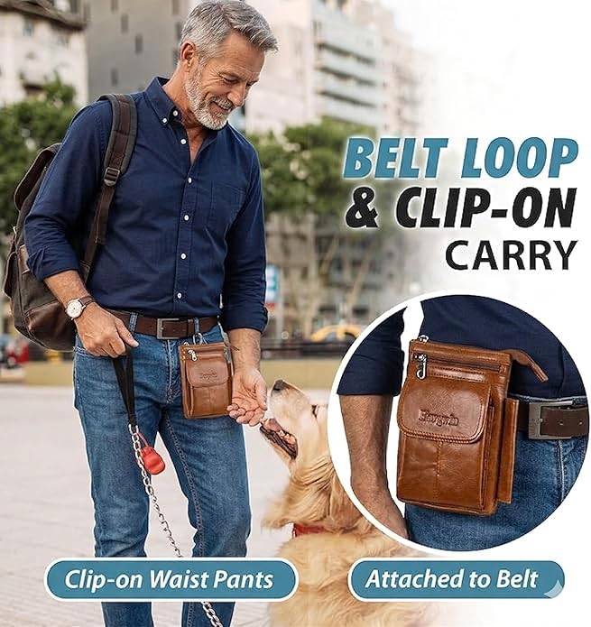 Hengwin Genuine Leather Small Crossbody Purse for Men Women, Travel Passport Wallet Cell Phone Shoulder Holster Belt Pouch Messenger Bag