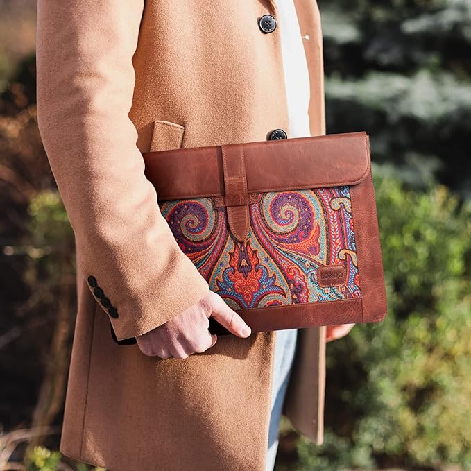 LONDO Lederhülle Kompatibel mit MacBook Pro 16 & MacBook Pro 15 Zoll (M5, M4, M3, M2, M1, Pro, Max), Premium Top-Grain Echtleder Laptoptasche, Mink Modelle 2020 bis 2026
