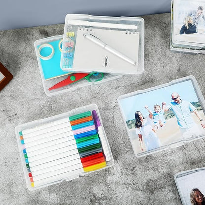Photo Storage Box 5 x 7 Inches, 12 Pack Photo Organizers and Storage, Acid-Free Picture Storage Container, Stackable Craft Keeper for Photos, Cards, Stamps, Scrapbooking, Office Supplies etc