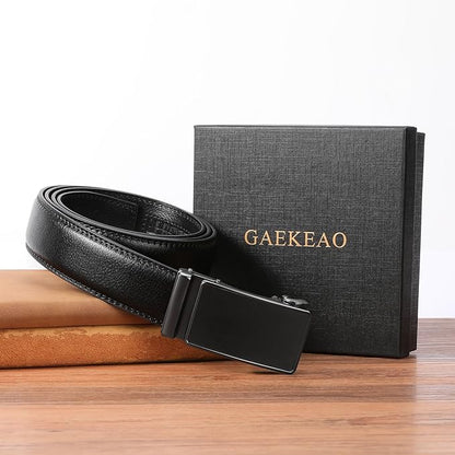 GAEKEAO Mens Belt Leather 1 3/8" - Micro-Adjust Buckle Ratchet Belts for Men Dress Casual to Formal Trim to Fit with Gift Box