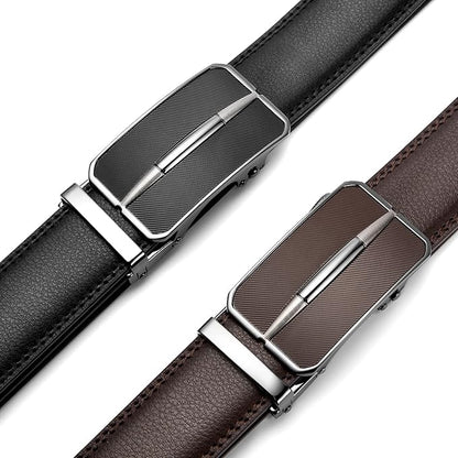 BOSTANTEN Ratchet Leather Belt For Men 2 Pack Dress and Casual with Adjustable Buckle, Trim to Fit