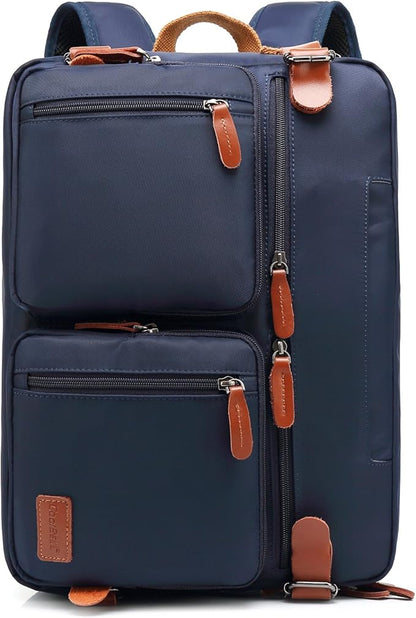 CoolBELL Convertible Backpack Messenger Shoulder Bag Laptop Case Handbag Business Briefcase Multi-Functional Travel Rucksack Fits 15.6 Inch Laptop for Men/Women (Blue)