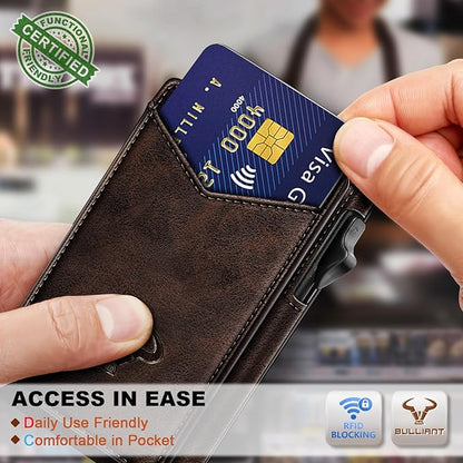 BULLIANT Men Wallet,Magnetic Metal Wallet Money Clip 9Cards Pop-up Access RFID Blocking