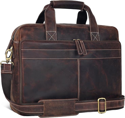 Oak Leathers Leather Messenger Bag for Men and Women - Laptop Briefcase Bag For College, Office, Adjustable Shoulder Strap