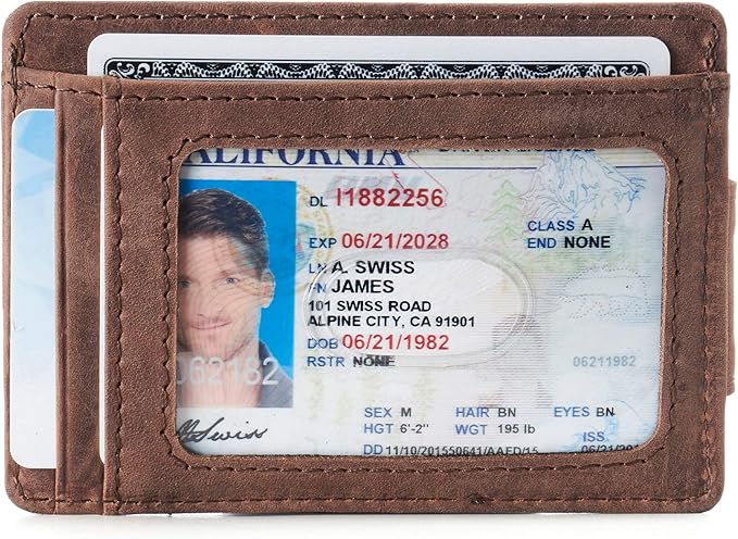 Alpine Swiss Harper Mens RFID Slim Money Clip Front Pocket Wallet Minimalist Leather ID Card Holder | RFID, Slim, Money Clip, Front Pocket, Minimalist, ID Card Holder