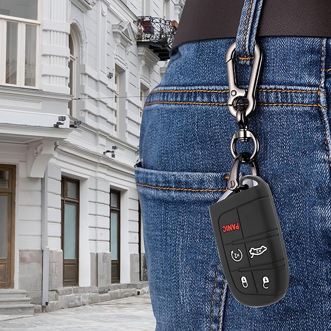 Stacool 5 Buttons Key Fob Cover,Key Fob Replacement for Protecting Remote Key,Key Fob Case Compatible with Jeep Dodge Chrysler (White)