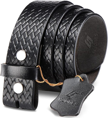 HJones Western Belts for Men without Buckle,Cowboy Belt Buckles for Men,1.5" Wide Genuine Leather Belt No Buckle