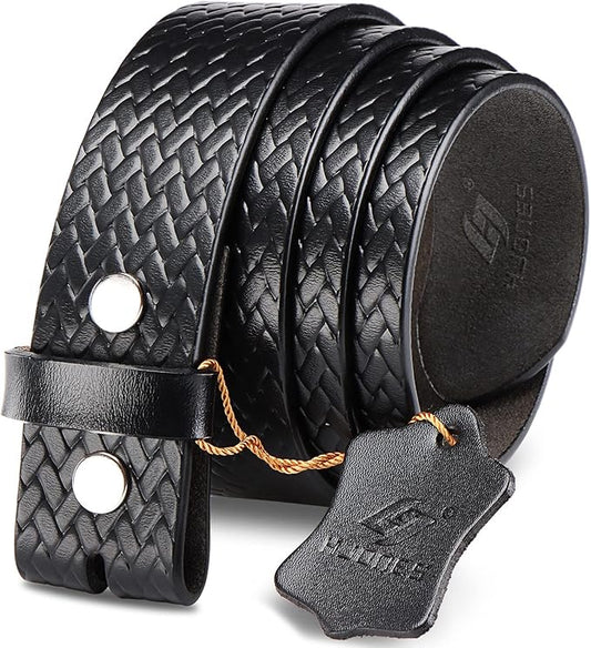 HJones Western Belts for Men without Buckle,Cowboy Belt Buckles for Men,1.5" Wide Genuine Leather Belt No Buckle