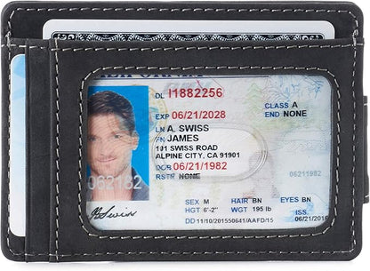 Alpine Swiss Harper Mens RFID Slim Money Clip Front Pocket Wallet Minimalist Leather ID Card Holder | RFID, Slim, Money Clip, Front Pocket, Minimalist, ID Card Holder