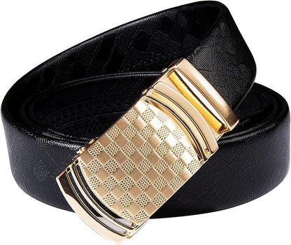Barry.Wang Mens Belts Leather Ratchet Automatic Buckle Slide Click 1 3/8" Designer Dress Fashion Classic Casual Work Business