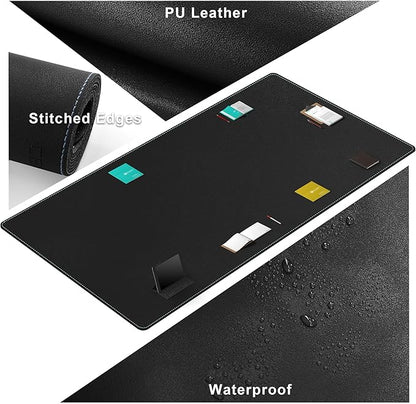CENNBIE MAX220 86.6" x 39.4" Leather Desk Mat Protector, Extra Large Leather Desk Pad for Full Desk - XXL Super Large Mouse Pad (Black)