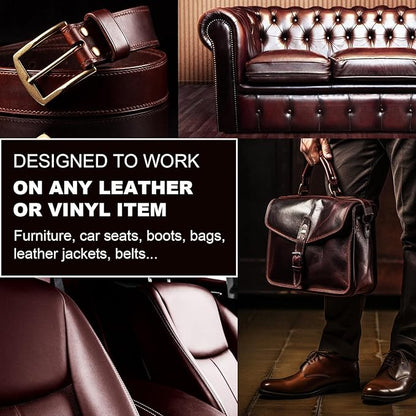 12oz Leather Recoloring Balm & 3.4oz Mink Oil Leather Conditioner kit,Medium Brown Leather Color Repair Kits for Couches, Leather Couch Paint Scratch Repair for Furniture Car Sofa Shoes Leather Dye