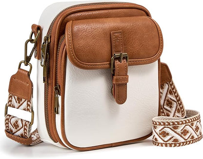 Small Messenger Bag Vegan Leather Crossbody Bag for Women Men, Vintage Cross Body Shoulder Purse with Card Slots
