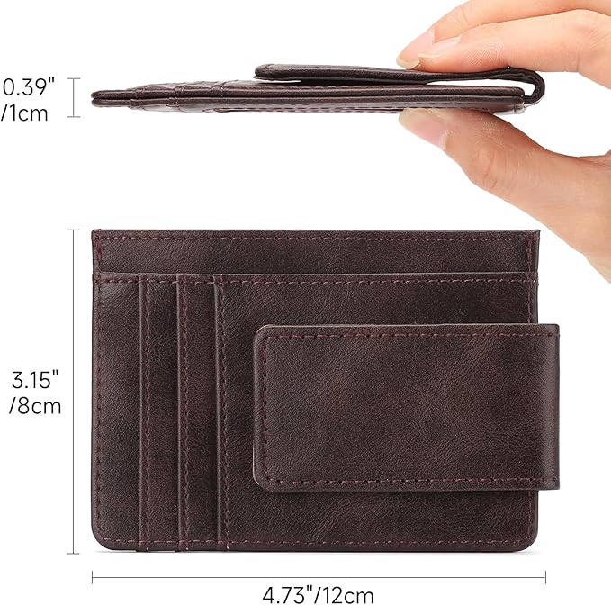 Magnetic Closure Slim Wallet for Men Leather RFID Blocking Minimalist Front Pocket Money Clip Wallet Credit Card Holder