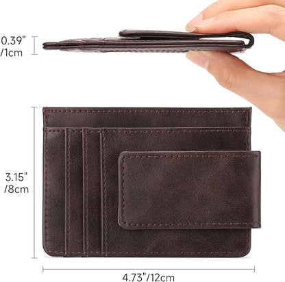 Magnetic Closure Slim Wallet for Men Leather RFID Blocking Minimalist Front Pocket Money Clip Wallet Credit Card Holder