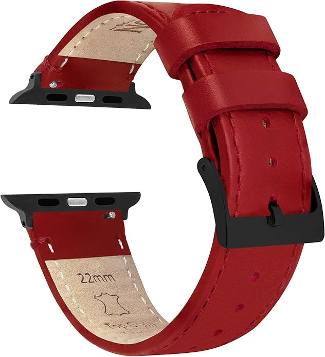 BARTON WATCH BANDS - Top Grain Leather Watch Bands Compatible with Apple Watch Models - 1, 2, 3, 4, 5, 6, 7, 8, 9, 10, SE, Ultra & Ultra 2