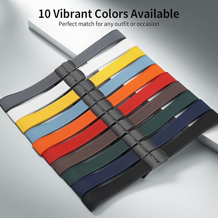 ULLCHRO Silicone Watch Band Quick Release Strap FKM Waterproof Watch Bands for Men 20mm 22mm Replacement Strap Sport Rubber Watchband