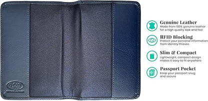 Navy Basic Genuine Leather RFID Passport Cover