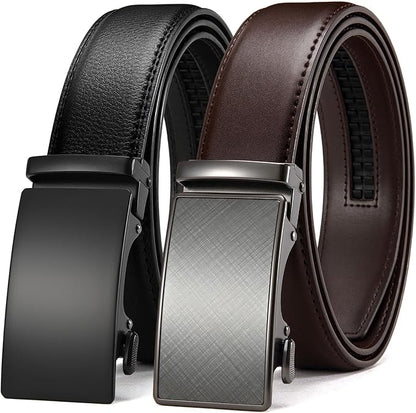 CHAOREN Leather Ratchet Belt Men 2 Pack - Customizable Fit, Effortless Style (35mm)