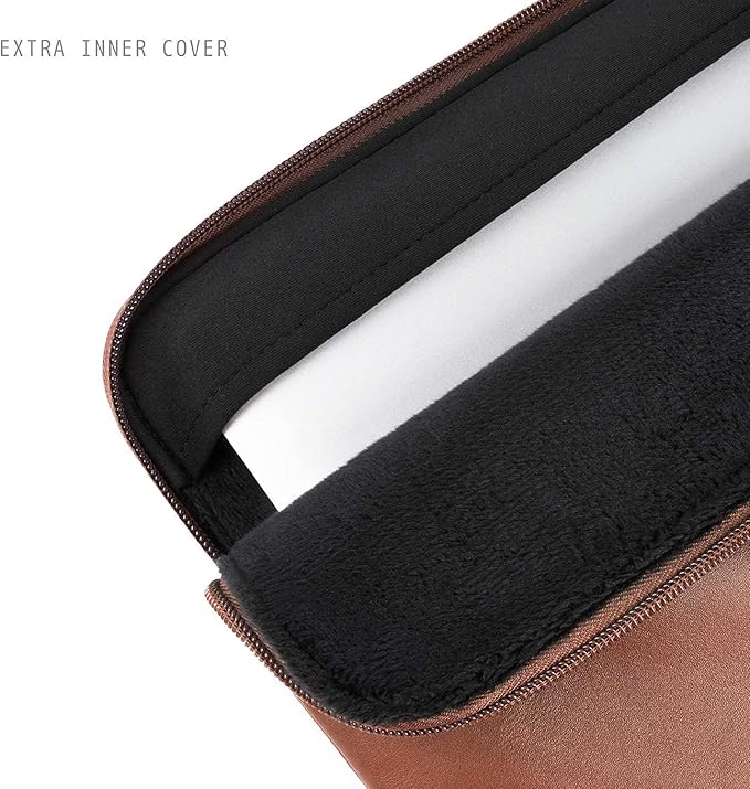 Comfyable Slim Laptop Sleeve Compatible with 13 Inch MacBook Air 13 in M5 M4 M3 M2, 13" MacBook Pro/Neo, PU Leather Bag Water-Resistant Cover Case, Brown