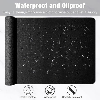 Hsurbtra Desk Pad, 35.5" x 17" PU Leather Desk Mat, XXL Extended Mouse Pad, Waterproof Desktop Blotter Protector, Non-Slip Ultra Thin Large Laptop Keyboard Writing Mat for Office Home, Black