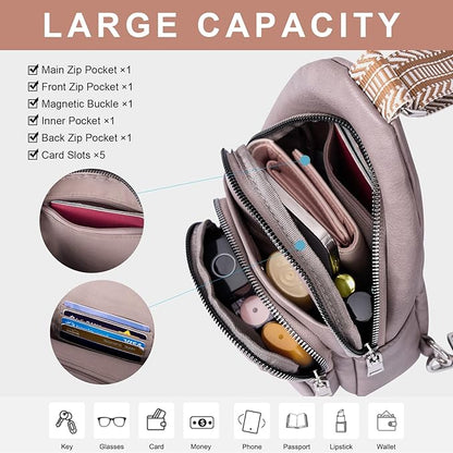 CLUCI Small Sling Bag for Women, Vegan Leather Fanny Pack Crossbody Bags for Women, Chest Bag With Guitar Strap