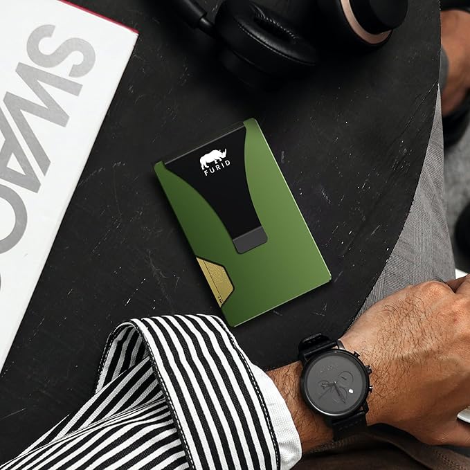furid Minimalist Card Wallet for Men Slim: Rfid Metal Wallet with Money Clip Credit Card Holder - Gift for Man Husband at Brithday Stocking Stuffers