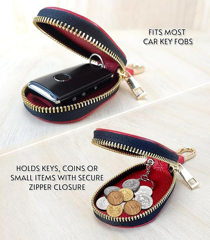 Universal Genuine Leather Car Key Fob Case – Premium Smart Key Holder for Remote Key Fobs